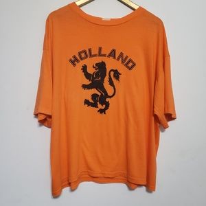 VINTAGE Orange Holland Single Stitch Tee Shirt